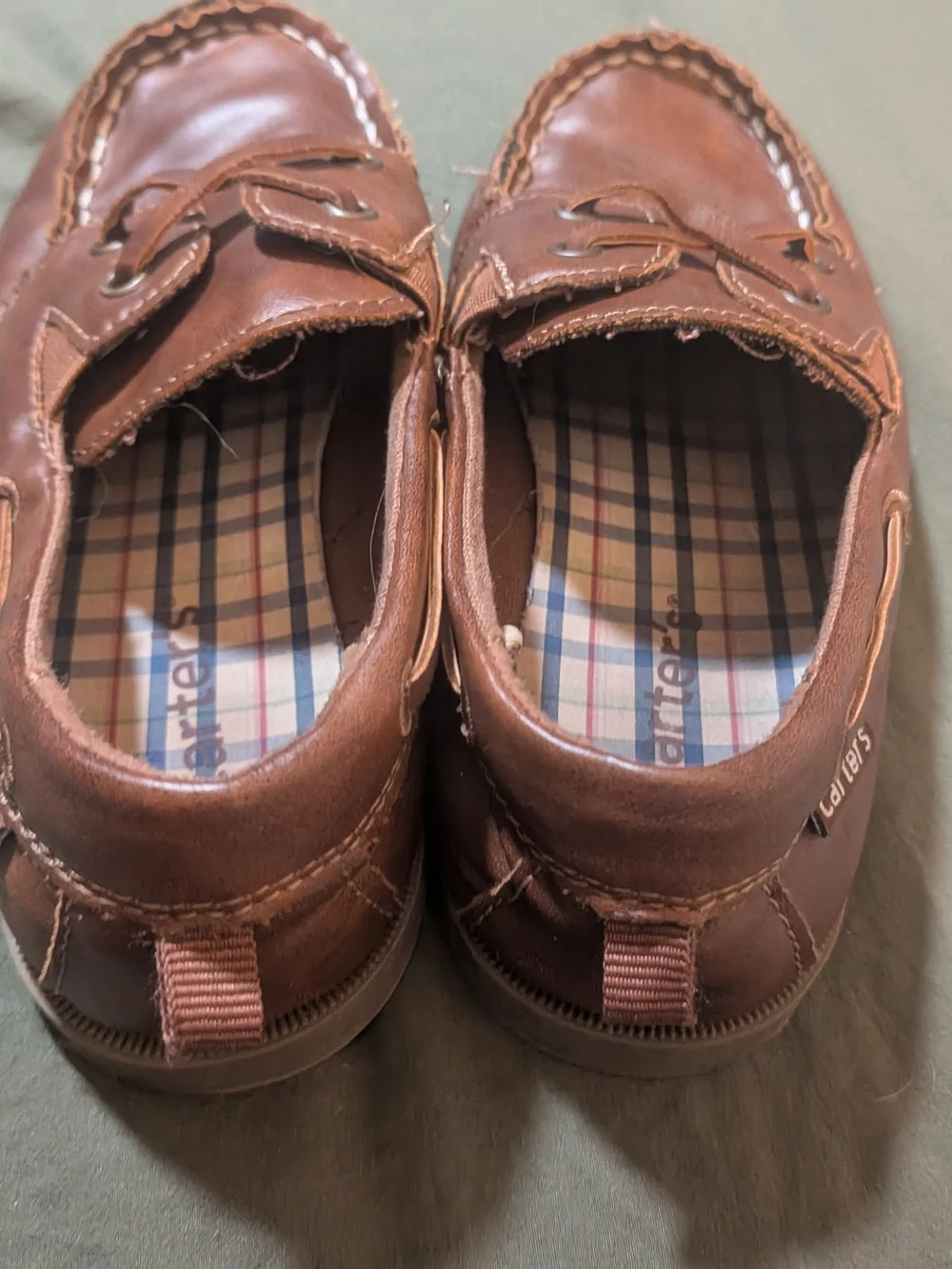 Carter’s Brown Caramel Loafers Boys Dress Boat Shoes size 1M Wedding Church